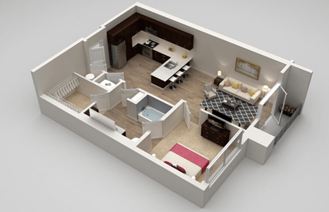 Fitzgerald 1 bed 1 bath 786 at Highland Row Apartments, Memphis, 38111